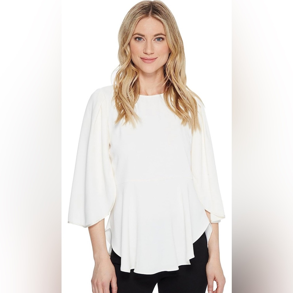 Halston Heritage Women’s Flounce Top with Waist Seam